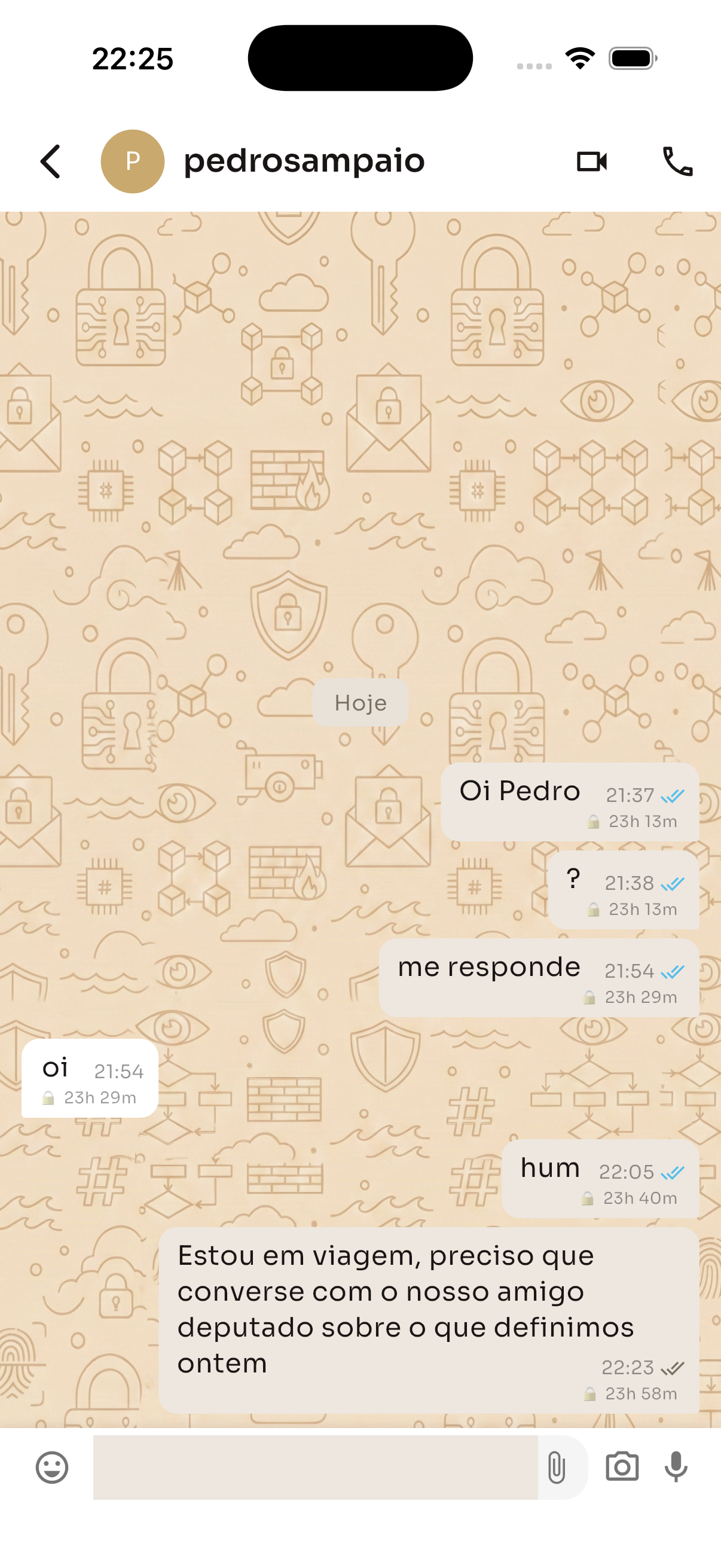 Conversa criptografada entre jornalista e fonte
